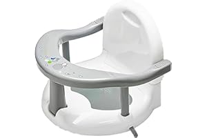 EASYFORALL Foldable Baby Bath Seat, Non Slip Baby Bathtub Seat for Baby Sitting Up, Cute Shape 360 Degrees Surround Baby Bathtub Seat with Suction Cups for Infants Baby 6-36 Months (Grey White)