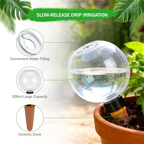 Yimomoyi 4 x 500ml Automatic Watering Balls for Indoor Plants, Balcony Plants and Flowers