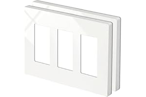 BESTTEN [2 Pack] 3-Gang Screwless Wall Plate, USWP4 Gloss White Series, Decorator Outlet Cover, 11.91cm x 16.61cm, for Light 