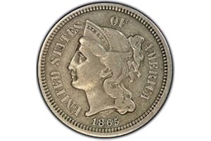 GREAT AMERICAN COIN 1865 Three Cent Nickel Coin Grade VF 30+ Three-Cent Very Good