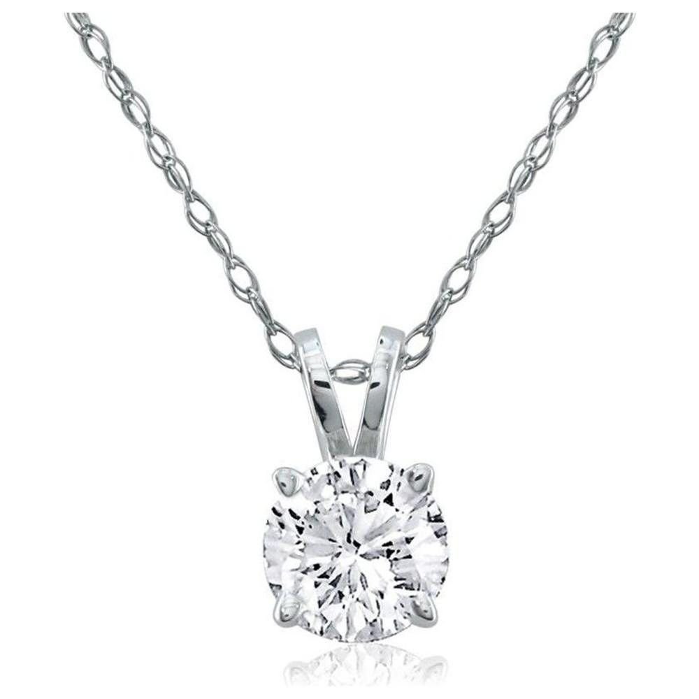 Give Thanks! Solitaire Diamond Pendant 14k Gold Chain 0.03Ct- 0.25Ct (Color JKLM, ClarityI2/I3)