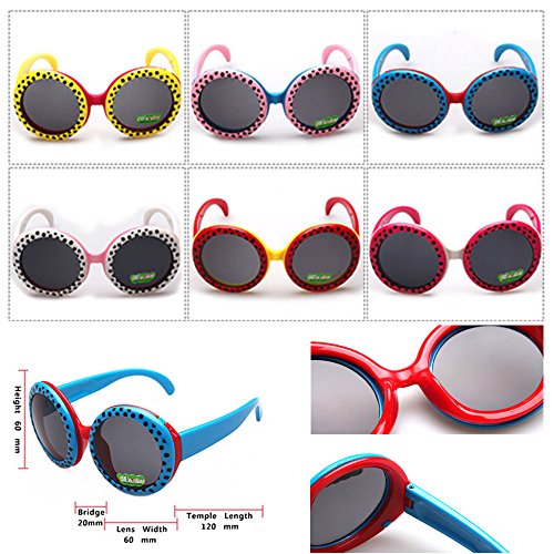 FancyG® Cool Kids Style Round Shape Polka Dots Pattern Big Eyes Duo Colored UV 400 Protection Sunglasses Frame Eyewear