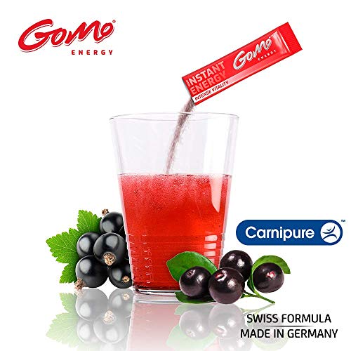 GoMo Energy® Sports Drink Powder | Highly dosed Caffeine, L-Carnitine, Guarana & Black Elderberry Extract, Taurine, Vitamin C and B Vitamins | Energy Drink Powder Mix | Intense Vitality 30 Servings