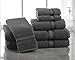 Casa Lino Quick Dry Super Zero Twist 6 Piece Bath Towel Set 7 Star Hotel Luxury Collection, 2 Bath Towel 28x54, 2 Hand Towel- 16x28, Face Towel- 13x13 (Grey)