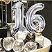 Puchod 16th Birthday Decorations, Happy Birthday Decoration Banner Number 16 Foil Ballon Party Decor Set with Tissue Paper Pom Pom Balls Black Gold Silver for Boy Men