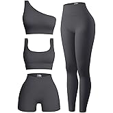 OIERD 4 Piece Workout Sets For Women Ribbed Leggings Clothes Yoga Sets Active Wear Matching Work Out Sets Gym Pilates Outfits