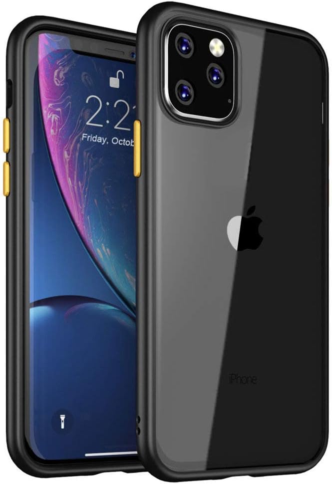 Case for iPhone 11 Pro Max 6.5 inch 2019,JanCalm Shockproof Clear Case with Hard PC Shield + Soft TPU Bumper Cover for iPhone 11 Pro Max (Black)