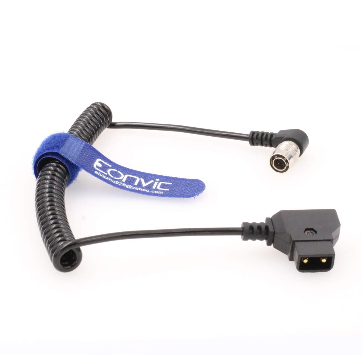 Eonvic D-Tap to Hirose 4Pin Male Right Angle for Zoom F8 Sound Devices 633/644/688 (Right Angle 4pin Coiled Cable)