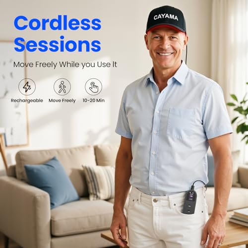 CAYAMA Red Light Hair Growth Cap for Men & Women, 528 Total Light Emitters, Rechargeable Controller, 4 Modes with Adjustable 10–20 Min Timer, At-Home Scalp Care (No Need Plug)