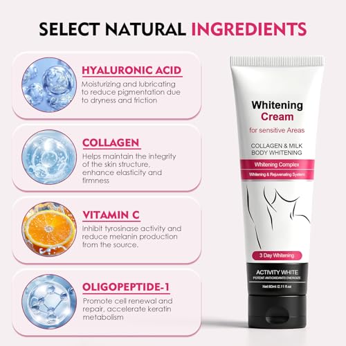 Niacinamide Body Lightening Cream, Underarm and Intimate Lightening Cream, Intimate Whitening Cream for Armpits, Knees, Inner Thigh and Sensitive Areas, Moisturizing and Uniforming Action