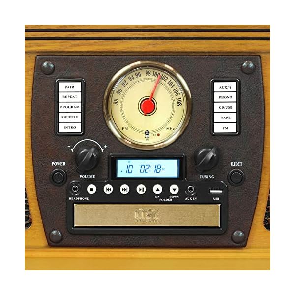 Victrola Tocadiscos 3 Veloc. 8 En 1 Btooth Usb Cd Remoto - Imagen 4