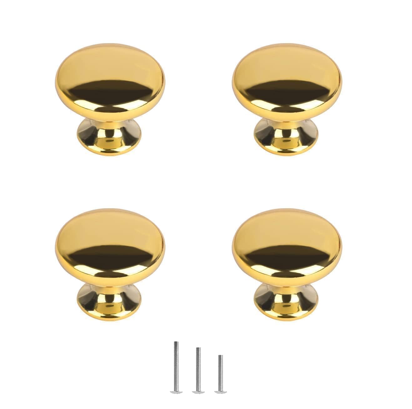 ShipeeKin 4X Gold Drawer Knobs Gold Cabinet Knobs Round 30mm for Kitchen Bathroom Closet Door Cupboard — image 1