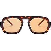 ADE WU Trendy Square Sunglasses for Women Men,Vintage Square Aviator Sunglasses Fashion 70s Inspired Stylish Flat Top Shades