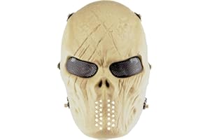 Yzpacc Airsoft Mask Full Face Skull Masks Tactical Protection Costume DIY for Halloween Cosplay Party Shooting Game