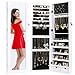 Best Choice Products Mirrored Lockable Jewelry Cabinet Armoire Organizer with Door Hanging Hooks and Wall Mount, White