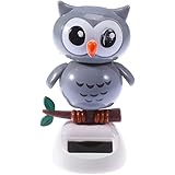 Solar Powered Toy Owl Dancing Toy Animal Shaking Head Car Ornament Dashboard Decoration Auto Accessories - Grey