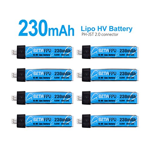 Betafpv 8pcs 230mah hv lipo battery jst 2.0 25c 4.35v w…