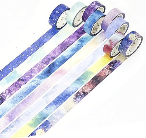 BCopter Washi Masking Tape Set, DIY Sticky Adhesive Paper, Colorful Decorative Arts Craft, Gift Wrap Scrapbook Bullet Journal Planner, value pack Hand Tear Writable (The Sky)
