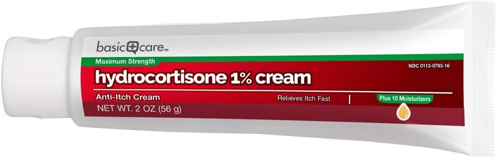  Basic Care Hydrocortisone 1% Anti-Itch Cream, White, 2 Ounce (Pack of 1): Health & Personal Care