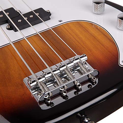 Z ZTDM Electric Bass Guitar Full Size 4 String Exquisite Burning Fire Style Electric Bass for Adult Student Sunset Color - Thumbnail 6