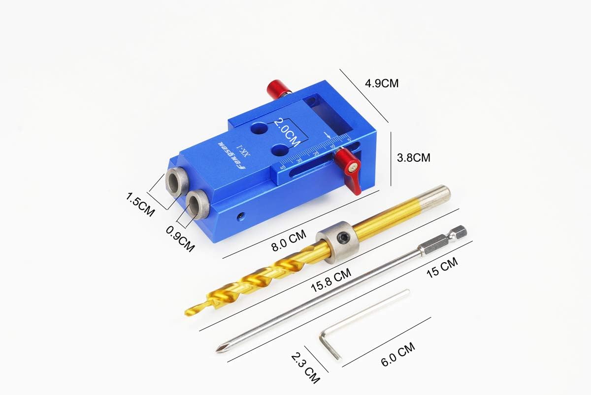 New Blue Aluminum Pocket Hole Drill Jig Kit with Step Drilling Bit Woodworking Cutter Tool Set - Image 4