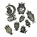 150 Gram (Approx 40pcs) 20 Different Style DIY Antique Metal Owl Charms Pendant for Crafting,Bracelet Necklace Jewelry Making Accessories