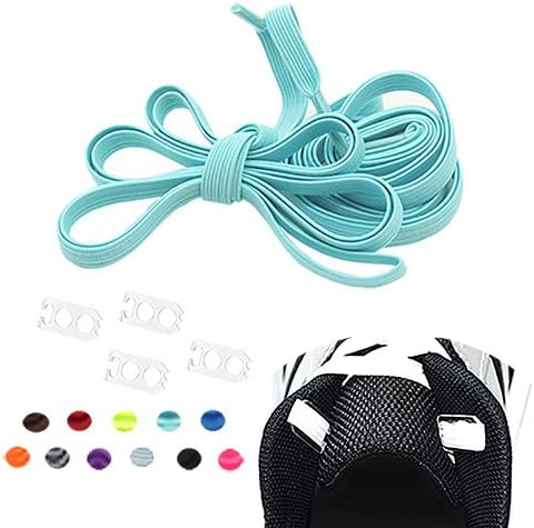Elastic Shoe laces No Tie for Adults or Kids One Size Fit All shoes - Cyan