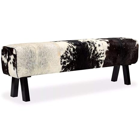 Festnight Sitzbank Polsterbank aus Echtes Ziegenleder Flurbank Sitzhocker Bank Holzbeine 160 x 28 x 50 cm
