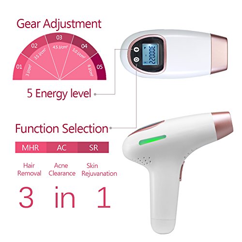 YOFOMAY Permanent IPL Hair Removal Device Home Use, Face & Body Hair Removal System with Razor, 300,000 Flashes(Gold)