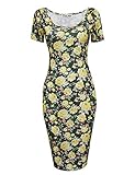 Tom's Ware Women's Sweetheart Short Sleeve Midi Dress TWCWD053-KHAKIYELLOW-US L