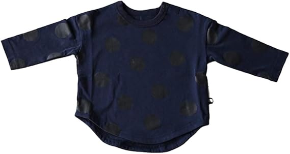 Amazon Co Jp Puppapupo Tシャツ 長袖 ベビー服 子供服 天竺 カットソー ロンt ロング丈 トップス シンプル かわいい 無地 プリント 人気 男の子 女の子 ネイビー ドット 100 服 ファッション小物