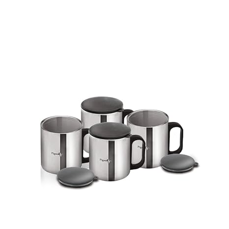 Pigeon-Stainless Steel Coffee Cup Set of 4 (with Lid)