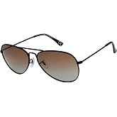 Prive Revaux The Commando 2.0 Oversized Aviator Sunglasses &ndash; Polarized, 100% UV Protection &ndash; For Men &amp; Women &ndash; Black/Brown