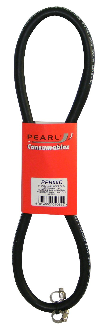 Pearl PPH05C 1m x 5/16-inch Fuel Hose with Clips, Black