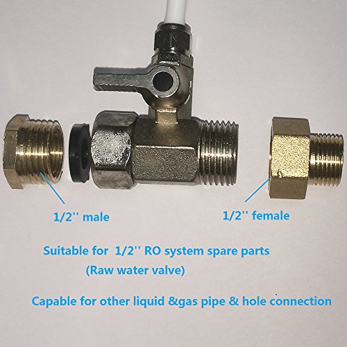 FS-TFC 1/2 inch NPT to 3/8 inch NPT threaded adapter with FOC Teflon brass pipe fitting