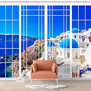 Wall Murals for Bedroom Vies from French Window Design Removable Wallpaper Peel and Stick Wall Stickers - 66x96 inches