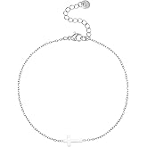 Nawflue Ankle Bracelets for Women, 18K Gold Plated Dainty Waterproof Cross Anklets, Pearl Beaded Link Chain Anklet for Women Non Tarnish, Summer Beach Foot Jewelry, Christmas Gifts