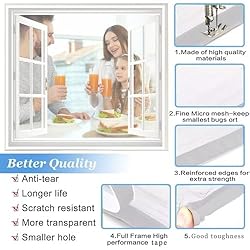 Washable Window Net Mesh, 65x160cm White Window