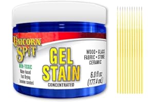 Unicorn SPiT Gel Stain Bundle - 6 fl oz: Concentrated Gel Stain for Arts and Crafts with Trebbies Detail Sticks (Blue Thunder). Wood, Glass, Fabric, Stone and Cermaic.