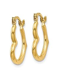 Pendientes de aro en forma de corazón de oro de 14 quilates (0.079 in de grosor), 0.630 in (0,60 pulgadas), 0.709 in (0,71 pulgadas) y 0.787 in (0,78 pulgadas).