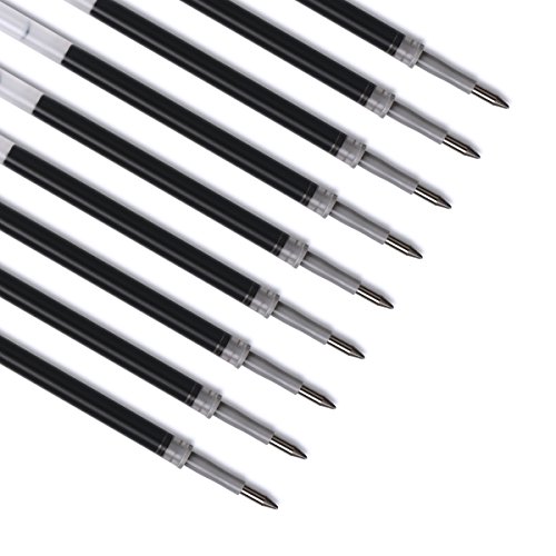 Elzo Gel Pen Refills, Pack of 10 for Elzo 3 in 1 Capacitive Disc Stylus Gel Pens, Pack of 10, 0.5mm Metal Tip, Black Ink