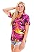V.H.O. Funky Hawaiian Blouse Shirt Women Very Loud Shortsleeve Casual Front Pocket Button Down Surf Print