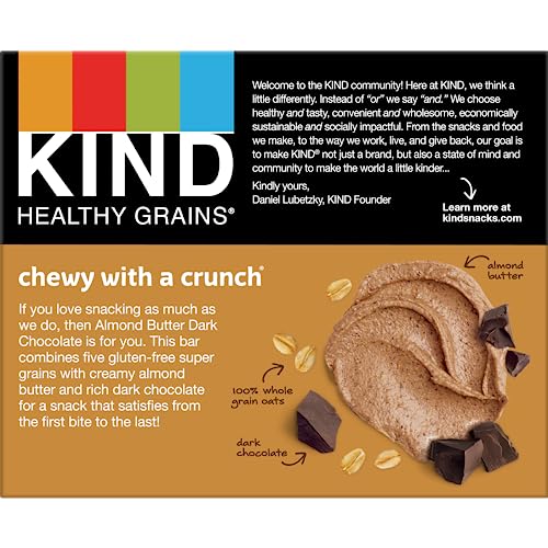 KIND HEALTHY GRAINS ALMOND BUTTER DARK CHOCOLATE, 6.2 OZ