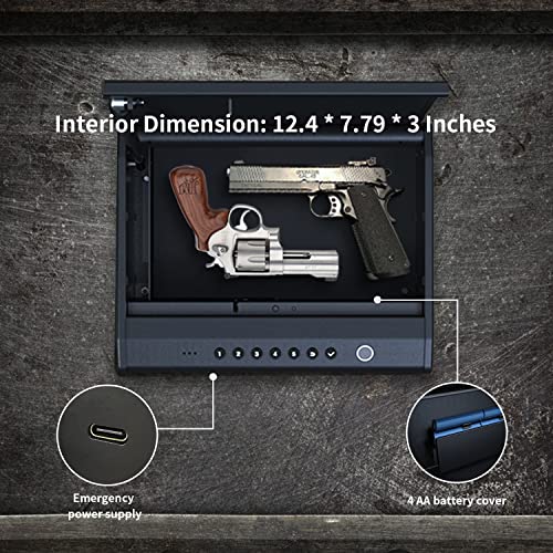 PINEWORLD Biometric Gun Safe For Guns, Quick Access Handgun Safe with