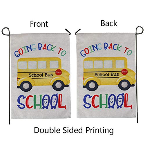 LOCOLO Going Back to School Garden Flag, Yellow School Bus Flag for School Days Decorative Double Sided Burlap Lawn Yard Flags - Thumbnail 6