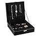 MALEDEN Jewelry Organizer, 2 Layers Lint Jewelry Case Box for Necklace, Earrings, Bracelets and Rings Display, Large Capacity with Lock for Home Storage and Travel