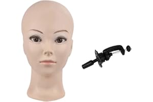 MIAOMANZI Female Professional Cosmetology Bald Mannequin Head for Making Wigs, Displaying Wigs,Glasses,Hair with Clamp…
