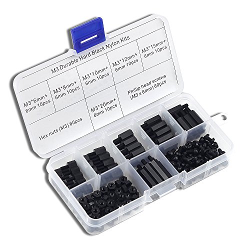 UCTRONICS 180pcs M3 Nylon Standoff Kit, Male Female Hex Utility Spacer Screw Nut Assortment Mounting Hardware Kit, Prototyping Accessories for FPV, RC, Quadcopter Drone, Arduino Circuit Board