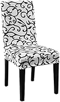 uxcell Stretch Spandex Short Dining Chair Covers Slipcovers Parson Chair Covers White + Black