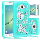 Core Prime Case, Elegant Choise Galaxy Prevail LTE Case Slim Dual Layer Armor Studded Rhinestone Bling Phone Case Cover with Flower Pattern for Samsung Galaxy Core Prime / Prevail LTE G360 (Turquoise)